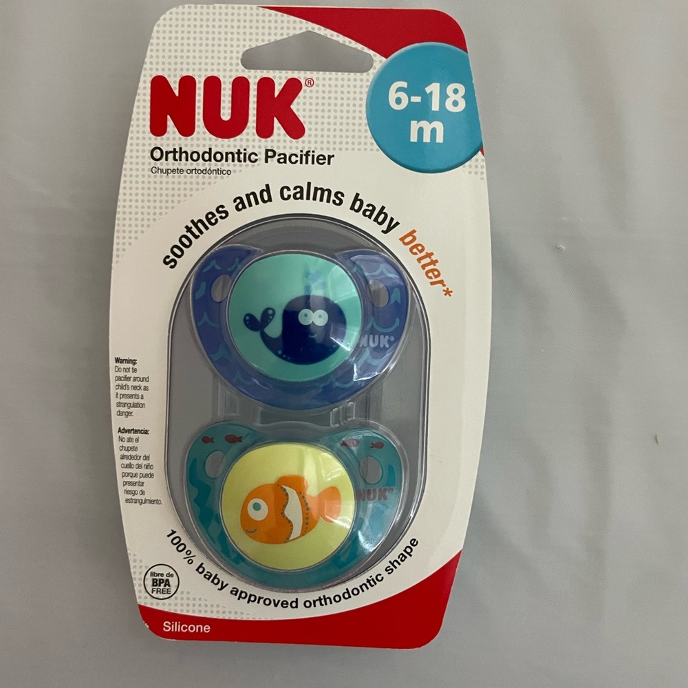 NUK Orthodontic Pacifier Set - Blue and Yellow New